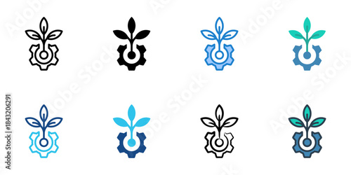 Eco machinery icon set multiple style vector collection. Editable Stroke 
