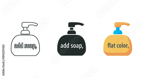 Soap dispenser icons in different styles