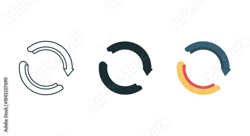 Three different arrows showing rotation and cycle