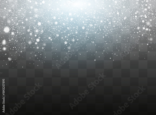 Falling snow on a transparent background. Vector illustration.