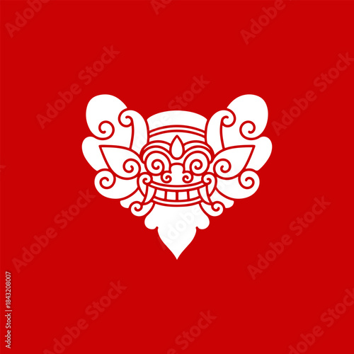 Balinese logo line art vector premium