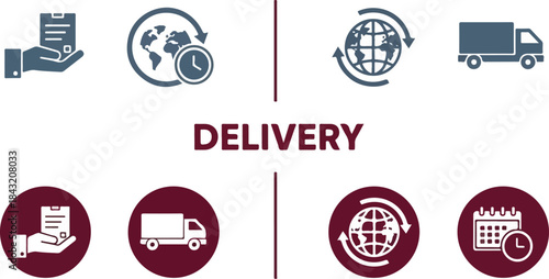 Infographic illustration depicting delivery icons on white background