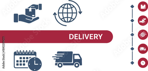 Infographic illustration of a delivery process with icons and graphics on a white background.