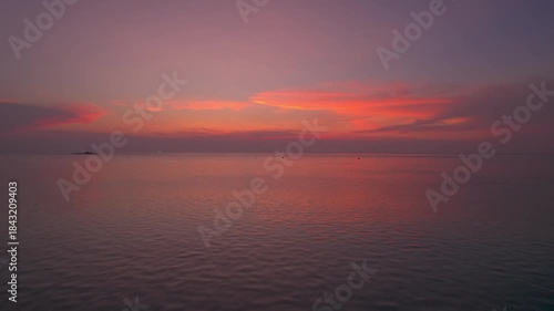 purple sunset and drone shot in Thailand end of 2025. Professional filming