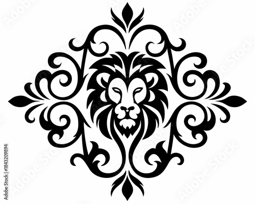 abstract floral ornament, black and white flower, black and abstract floral ornament