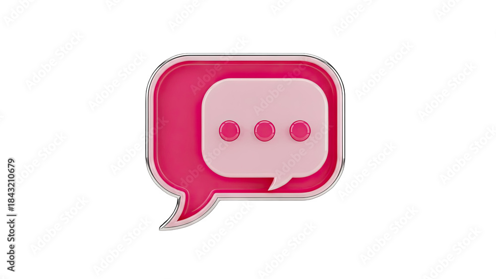 Fototapeta premium Pink Chat Bubble Icon on White Background