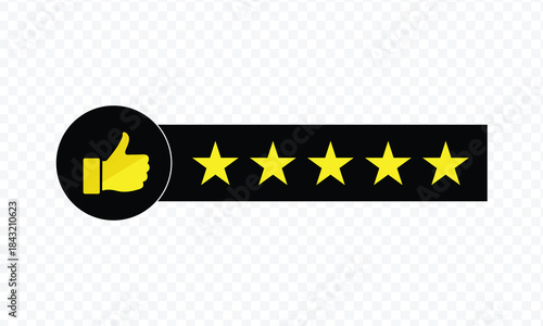 Hand five stars rating line symbol. Feedback five stars. Human hands put rating 5 star. Classification and user feedback concept. Vector Illustration .EPS 10 .