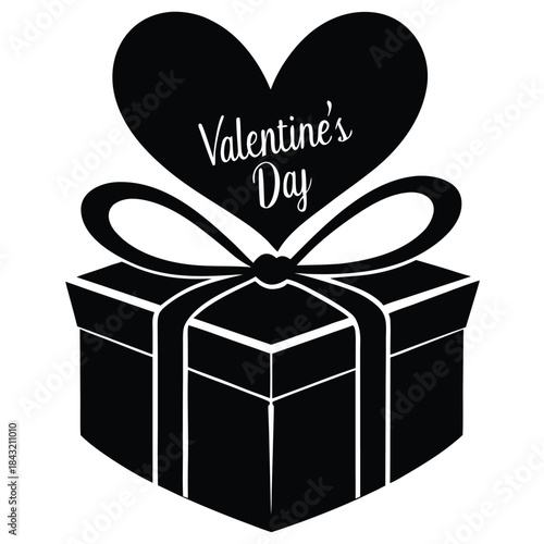 Valentine Gift Box Silhouette with Heart Bow