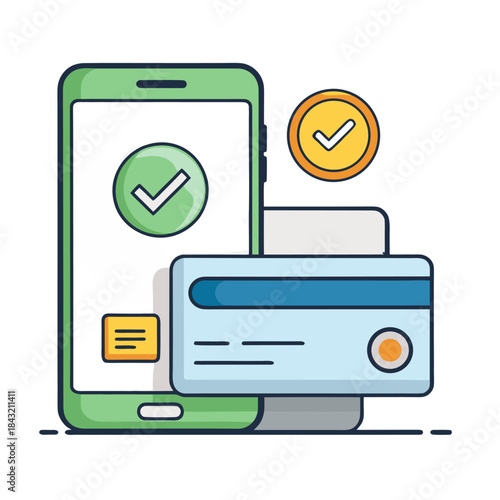 Online Payment Concept with Credit Card and Smartphone Illustration