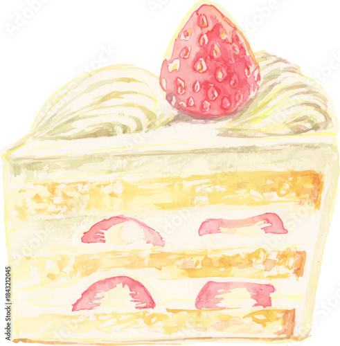 ショートケーキの水彩イラスト