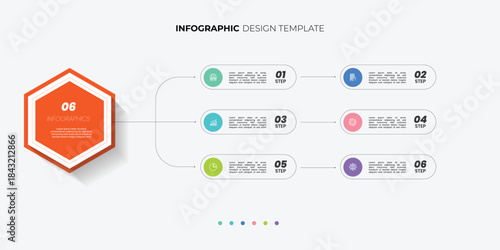 Modern Circle chart infographic template with 6 options for presentations business. Infographic 6 diagram chart template for business 6, options, presentation with diagram elements, infographics
