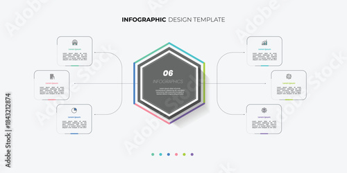 Modern Circle chart infographic template with 6 options for presentations business. Infographic 6 diagram chart template for business 6, options, presentation with diagram elements, infographics