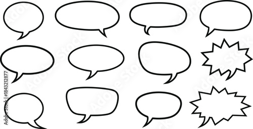 Set of comic speech bubbles, icons for chat and communication, dialog box vector illustration