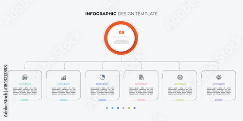 Modern Circle chart infographic template with 6 options for presentations business. Infographic 6 diagram chart template for business 6, options, presentation with diagram elements, infographics