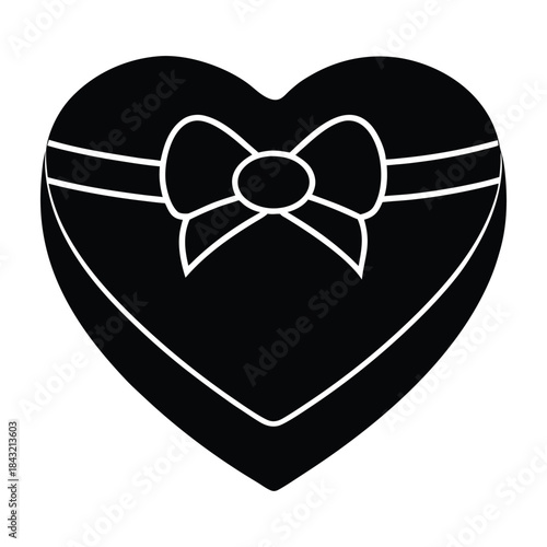 Heart Shaped Chocolate Box Silhouette with Bow 
