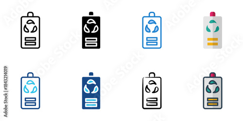 Eco battery. icon set multiple style vector collection. Editable Stroke 
