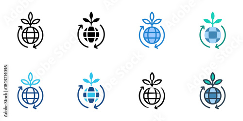 Ecology environment icon set multiple style vector collection. Editable Stroke 
