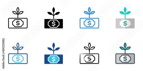 Ecology funding icon set multiple style vector collection. Editable Stroke 
