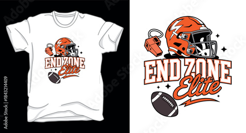 End zone football graphic vector art t-shirt design print template