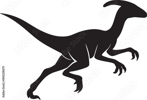 Jumping Velociraptor Silhouette Vector – Dynamic Action Dinosaur Illustration
