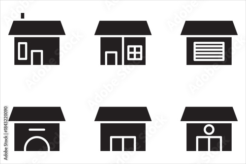 Web home icon set for websites and apps. Simple house symbol. Main page pictogram in filled, thin line, outline and stroke style. Isolated illustration.