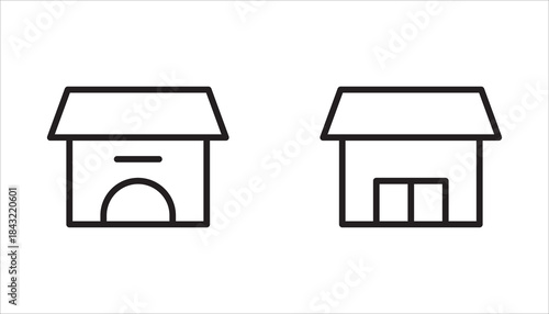 Web home icon set for websites and apps. Simple house symbol. Main page pictogram in filled, thin line, outline and stroke style. Isolated illustration.