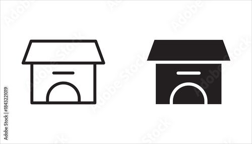 Web home icon set for websites and apps. Simple house symbol. Main page pictogram in filled, thin line, outline and stroke style. Isolated illustration.