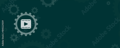 Video Playback Multimedia Entertainment Gear Vector Illustration with Copy Space