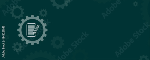 Note Taking and Writing Document Gear Vector Illustration with Copy Space