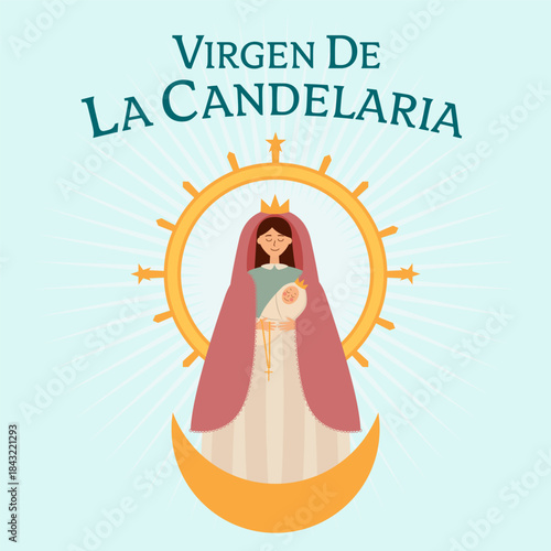 illustration for virgen de la candelaria in flat style design