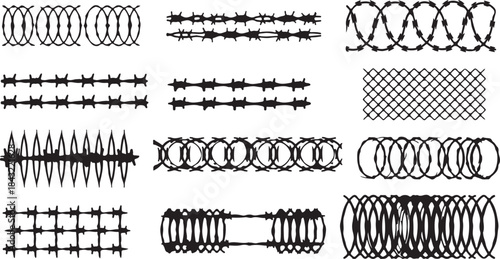 Barber Wire set isolated white background.  Vector illustration can used web design