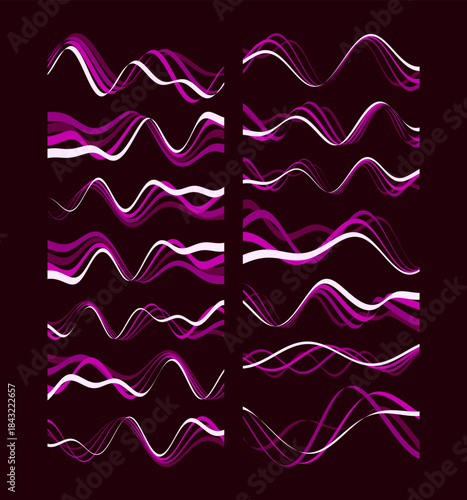 A sound wave or audio signal. An equalizer scale for recording or playback. Vector for brochure, banner, cover, postcard, flyer or presentation.