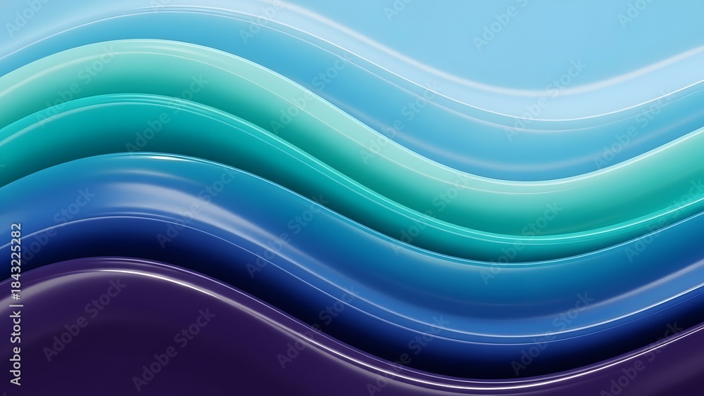 Fototapeta premium Smooth Blue and Teal Abstract Wave Gradient Background