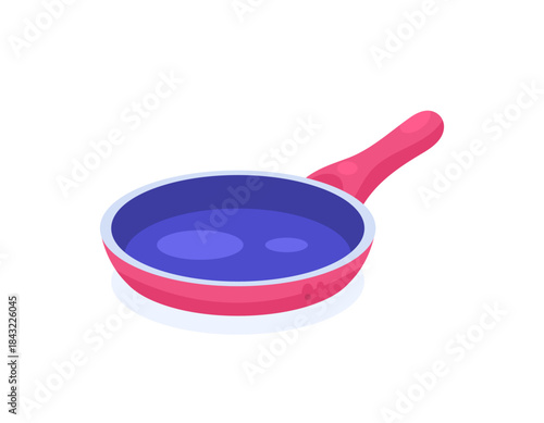 an illustration of a frying pan. kitchen utensils for frying and sautéing. cooking ware. kitchen equipment. objects or items. flat style design. clip art or sticker. white background