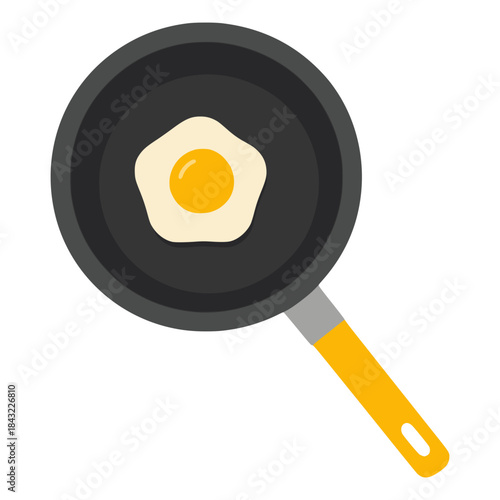 cooking fried egg using frying pan food flat color vector illustration template design