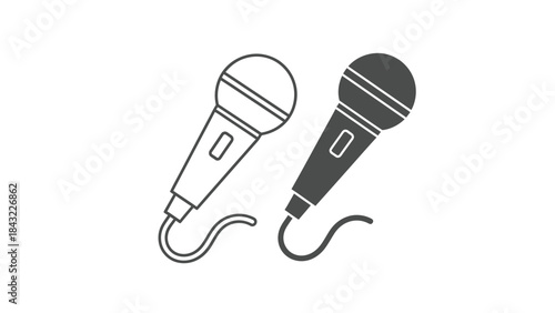 Two microphone icons in outline and filled styles
