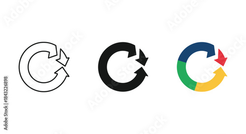 Simple and modern reload icon in different colors and styles