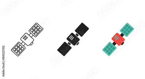 Satellite illustration set with different color schemes