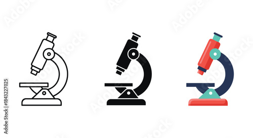 Microscope icon set for laboratory use
