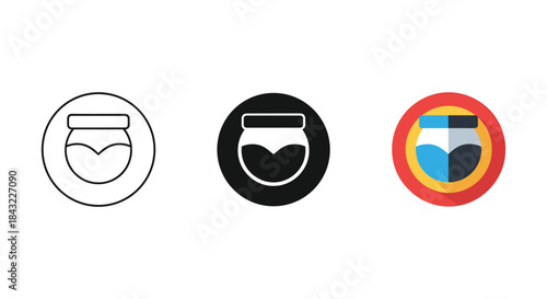 Collection of honey pot icons in different styles