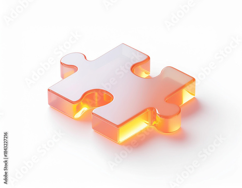 Wallpaper Mural 3D Puzzle Piece Icon with glossy orange edges and translucent surface—symbol of problem-solving, connection, and missing element. Torontodigital.ca