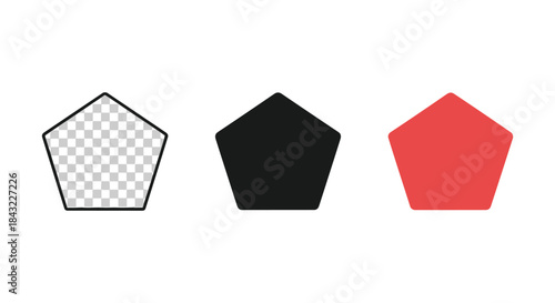 Pentagon shapes with different patterns and colors