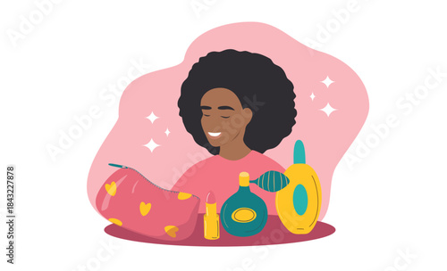 vector flat style illustration. beauty routine