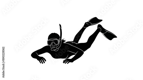A person snorkeling in the ocean, exploring the underwater world with a mask and fins
