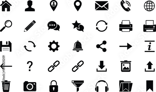 Set of two vector lightbulb icons in outline and silhouette styles representing creative idea, innovation and smart solution concepts