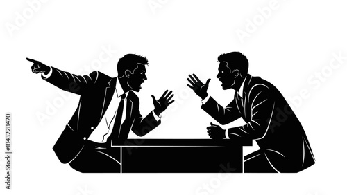 Two Businessmen Engaged in a Heated Discussion at a Meeting Table
