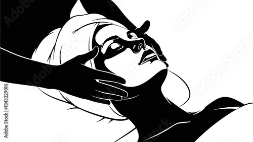Illustration of a woman experiencing emotional distress with a dramatic mask and intense facial expression