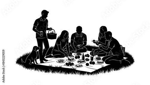 Family Gathering on a Blanket in a Serene Outdoor Setting