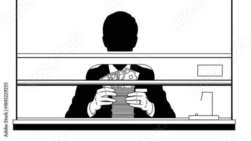 Man Depositing Cash at Bank Counter