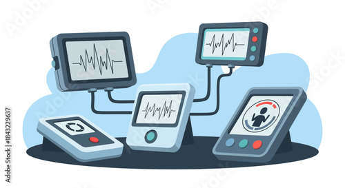 Medical Monitoring Devices Displaying Vital Signs and Patient Information.